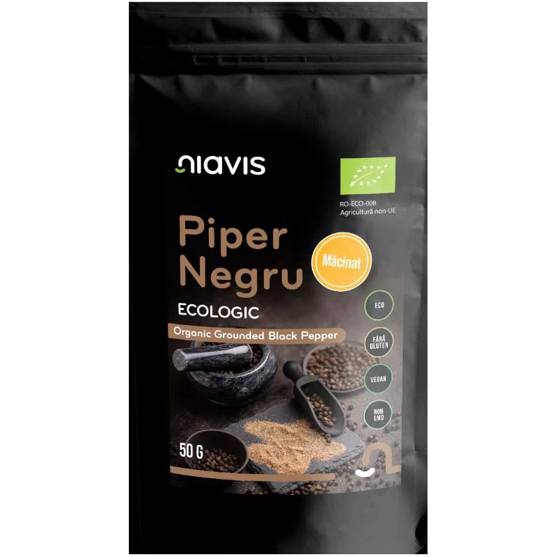 Piper negru macinat ecologic, 50g, Niavis