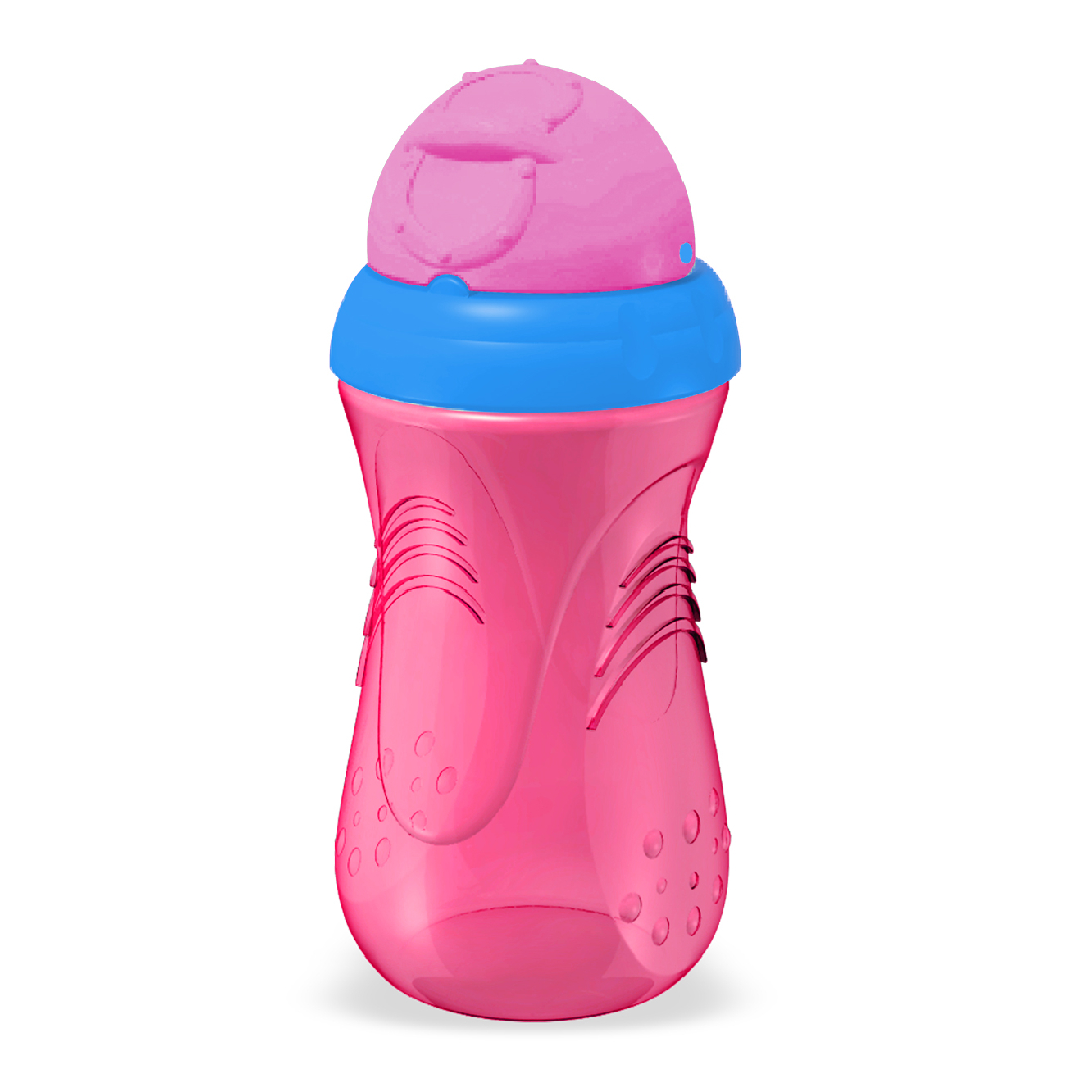 Pahar sport cu pai +6 luni Roz, 350ml, PUR