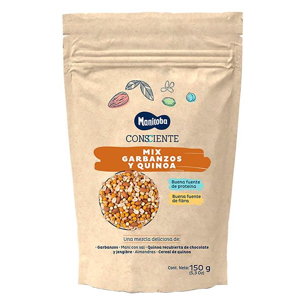 Mix de naut arahide migdale si quinoa invelita in ciocolata, 150g, Manitoba