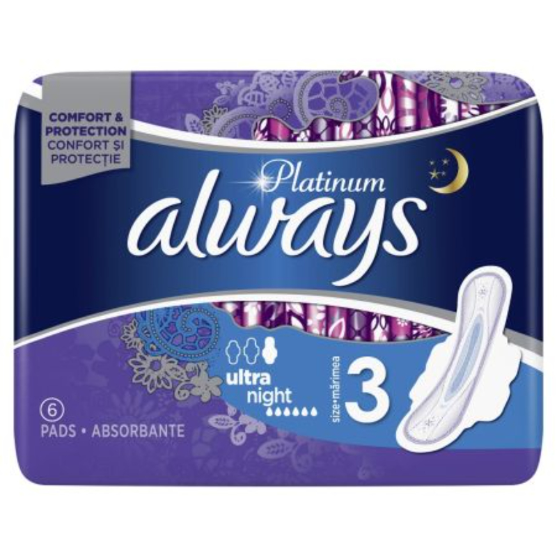 Absorbante Platinum Ultra Night, 6 bucati, Always