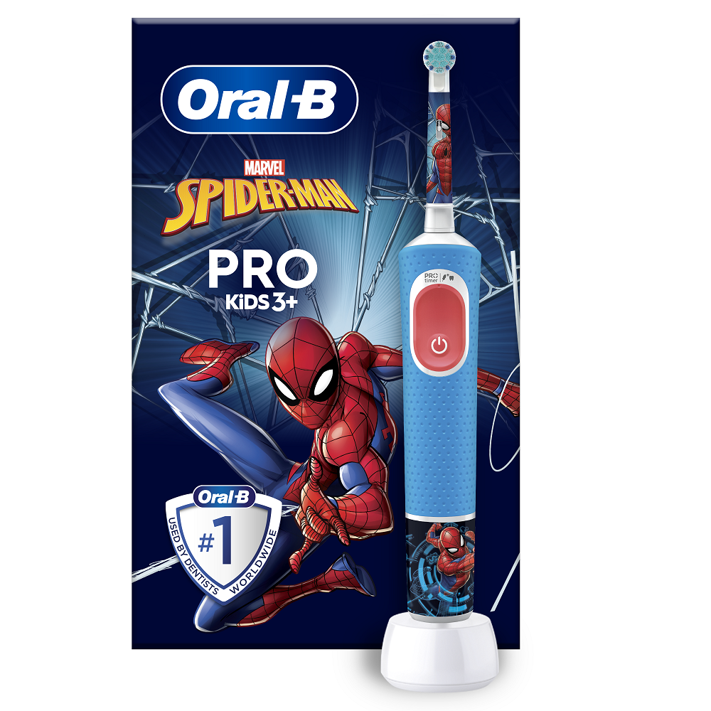 Periuta de dinti electrica Pro Kids Spider Man 3 ani+, 1 bucata, Oral-B