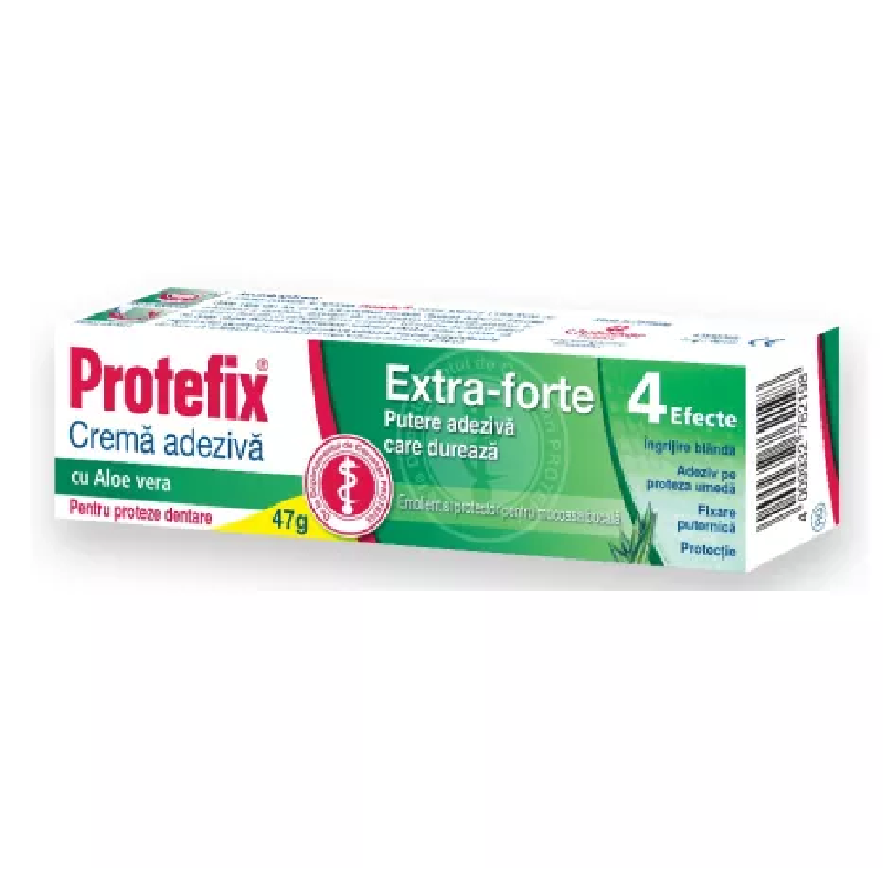 Crema adeziva pentru fixarea protezei dentara cu aloe vera Extra-Forte, 47 g, Protefix