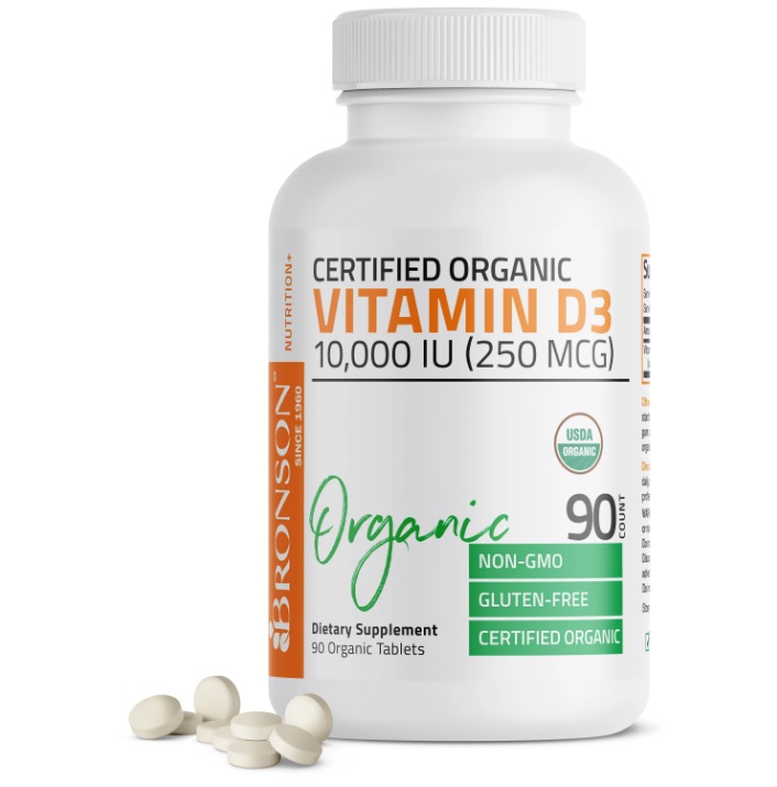 Vitamina D3 organica 10.000UI, 90 tablete, Bronson Laboratories