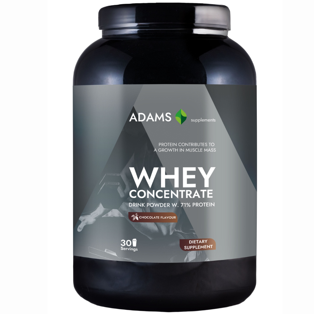 Pudra proteica cu aroma de ciocolata Whey Concentrate Protein, 908g, Adams Vision