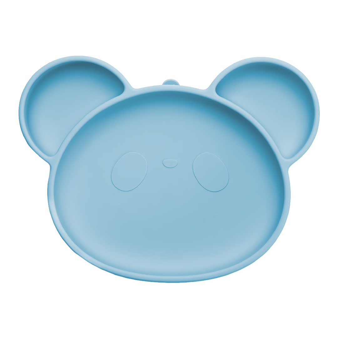 Farfurie din silicon cu ventuza Panda, 6 luni+, Aqua Blue, Appekids