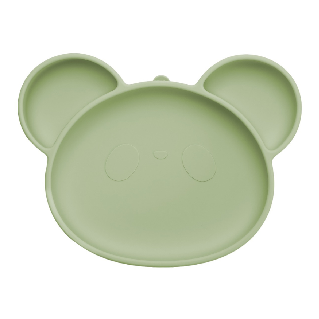 Farfurie din silicon cu ventuza Panda, 6 luni+, Raw Green, Appekids