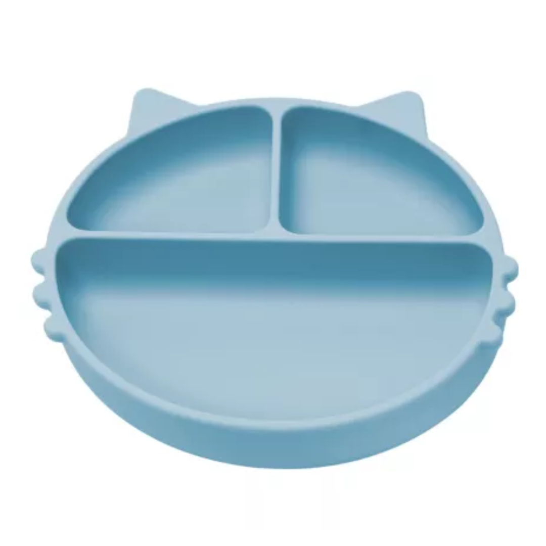 Farfurie compartimentata din silicon Kitty, 6 luni+, Aqua Blue, Appekids