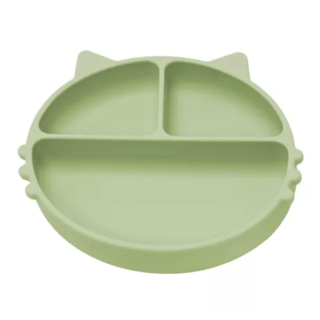 Farfurie compartimentata din silicon Kitty, 6 luni+, Raw Green, Appekids