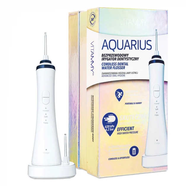 Irigator oral/ dus bucal Vitammy Aquarius, incarcare wireless, Alb