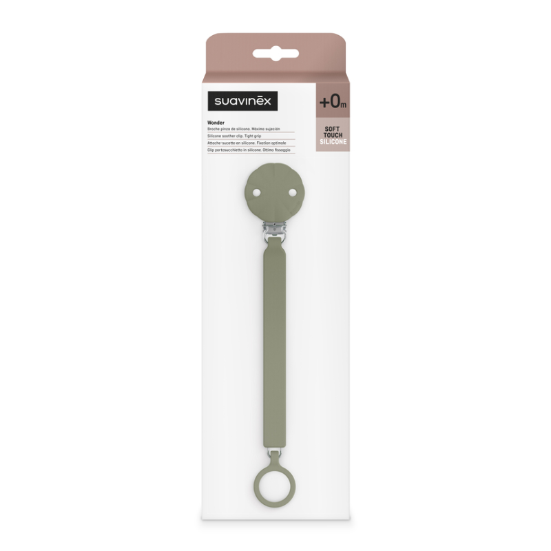 Lantisor cu clips pentru suzeta Colour Essence, Verde, 1 bucata, Suavinex