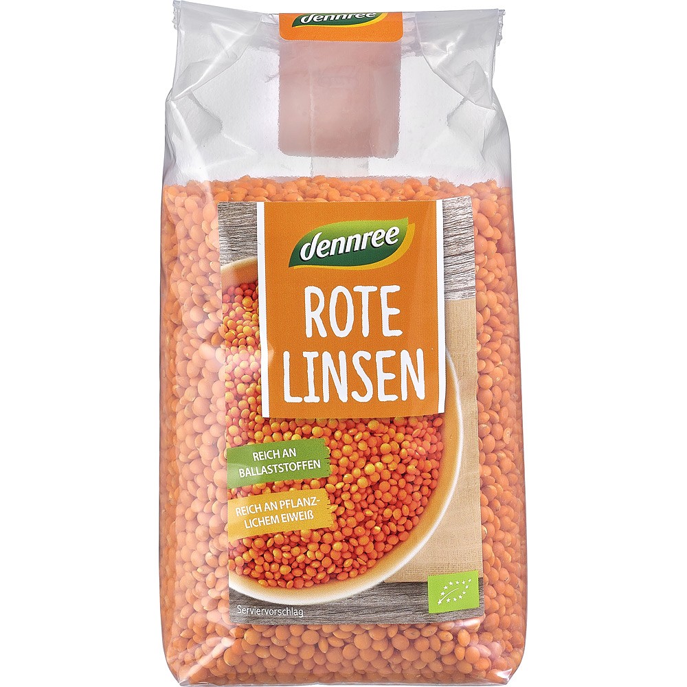 Linte eco rosie boabe, 500g, Dennree