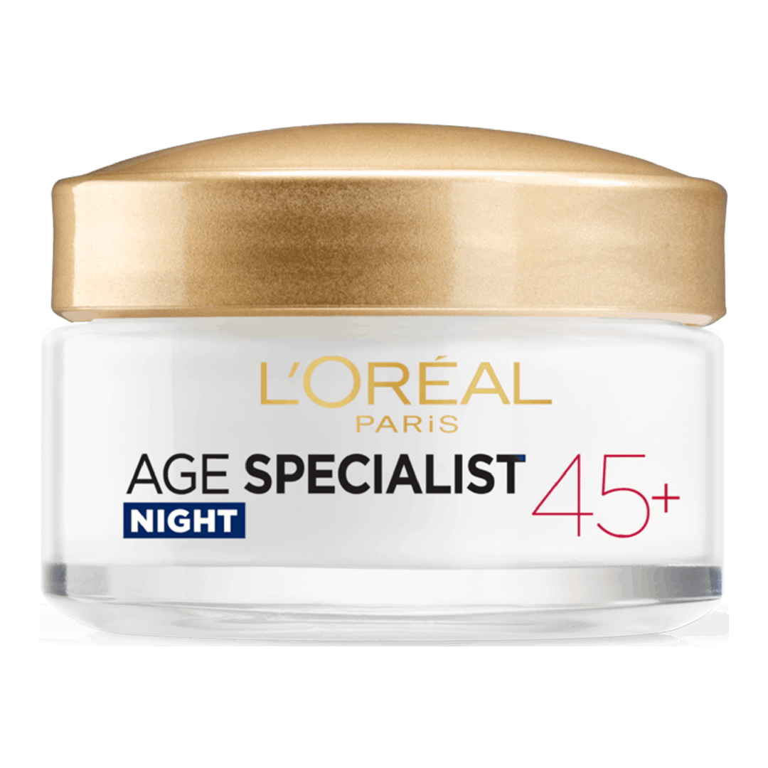 Crema antirid de noapte cu efect de lifting Age Specialist 45+, 50 ml, LOreal