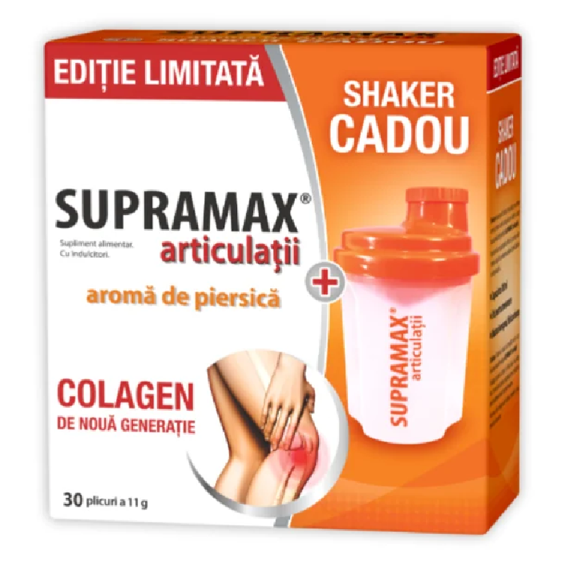 Pachet Supramax piersica, 30 plicuri + Shaker, Zdrovit