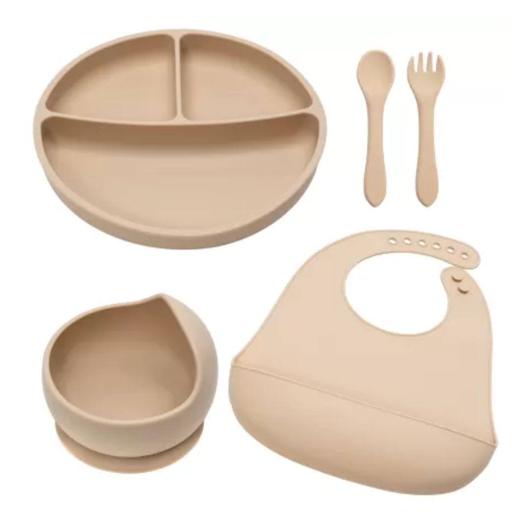 Set diversificare din silicon Classic, 6 luni+, Bubble Beige, Appekids