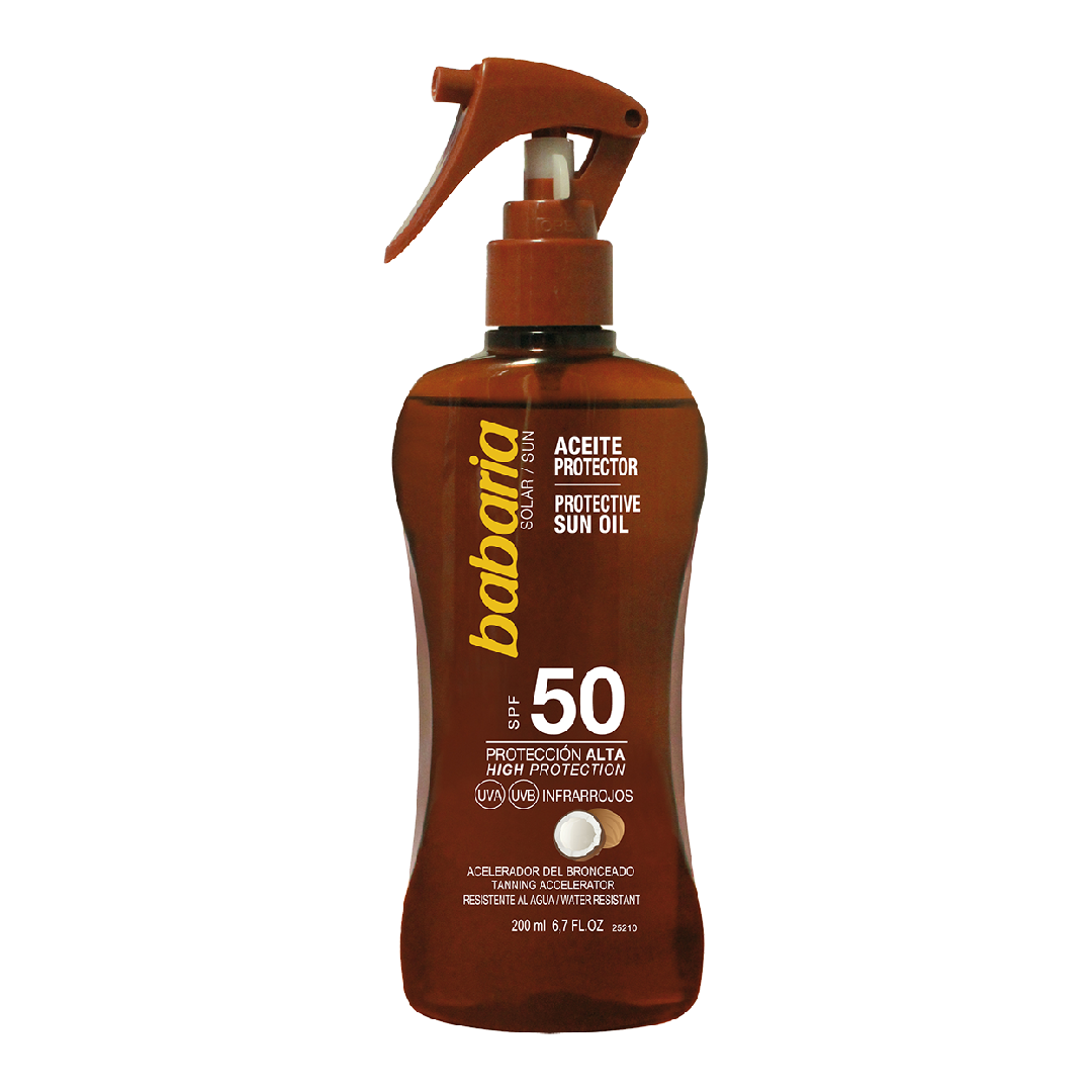 Ulei cu protectie solara SPF50 si accelerator de bronzare, 200 ml, Babaria