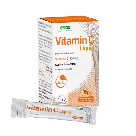 Vitamina C Liquid 500mg, 20 plicuri, Agetis