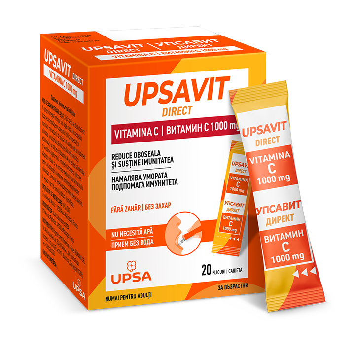 Upsavit Direct Vitamina C 1000mg, 20 plicuri orodispersabile, Upsa