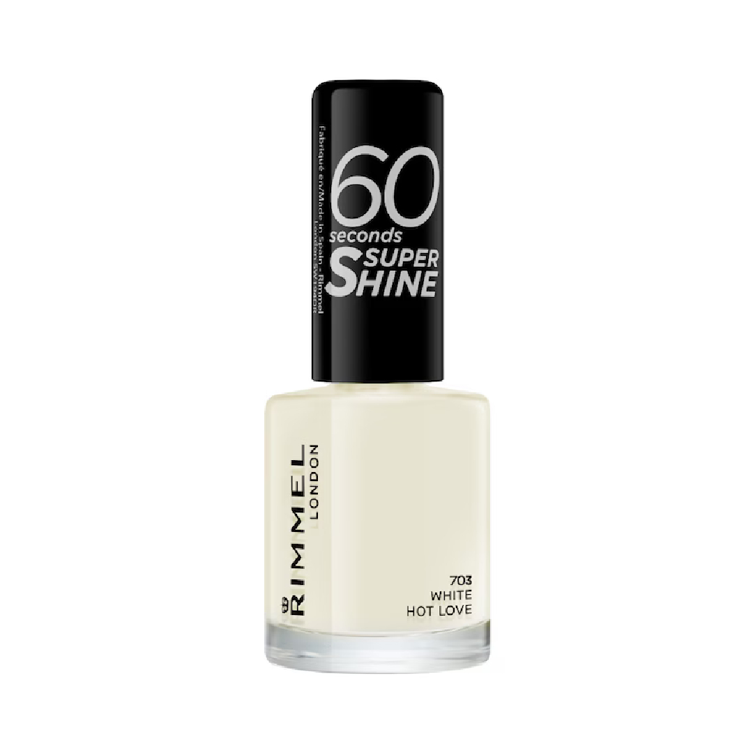 Lac de unghii 60 Seconds Super Shine 703 White Hot Love, 8ml, Rimmel London