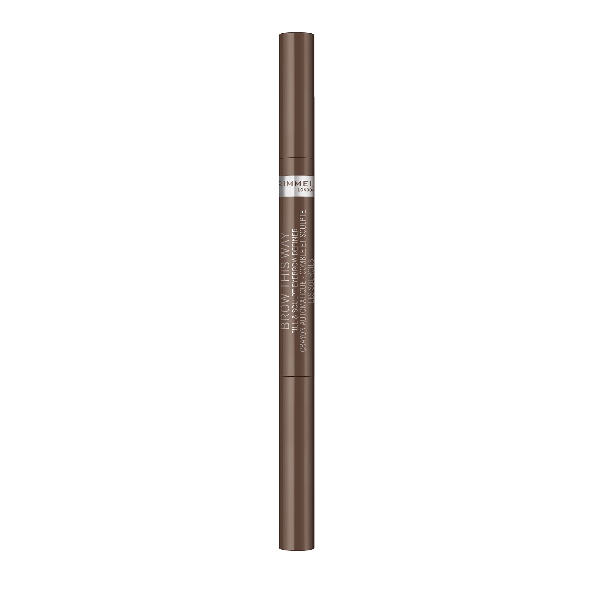 Creion pentru sprancene automatic Brow This Way 2-in-1 002 Medium Brown, 0.25g, Rimmel London