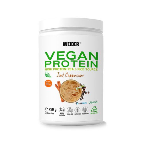 Pudra proteica vegana cu aroma de Ice Cappucino Vegan Protein, 750g, Weider