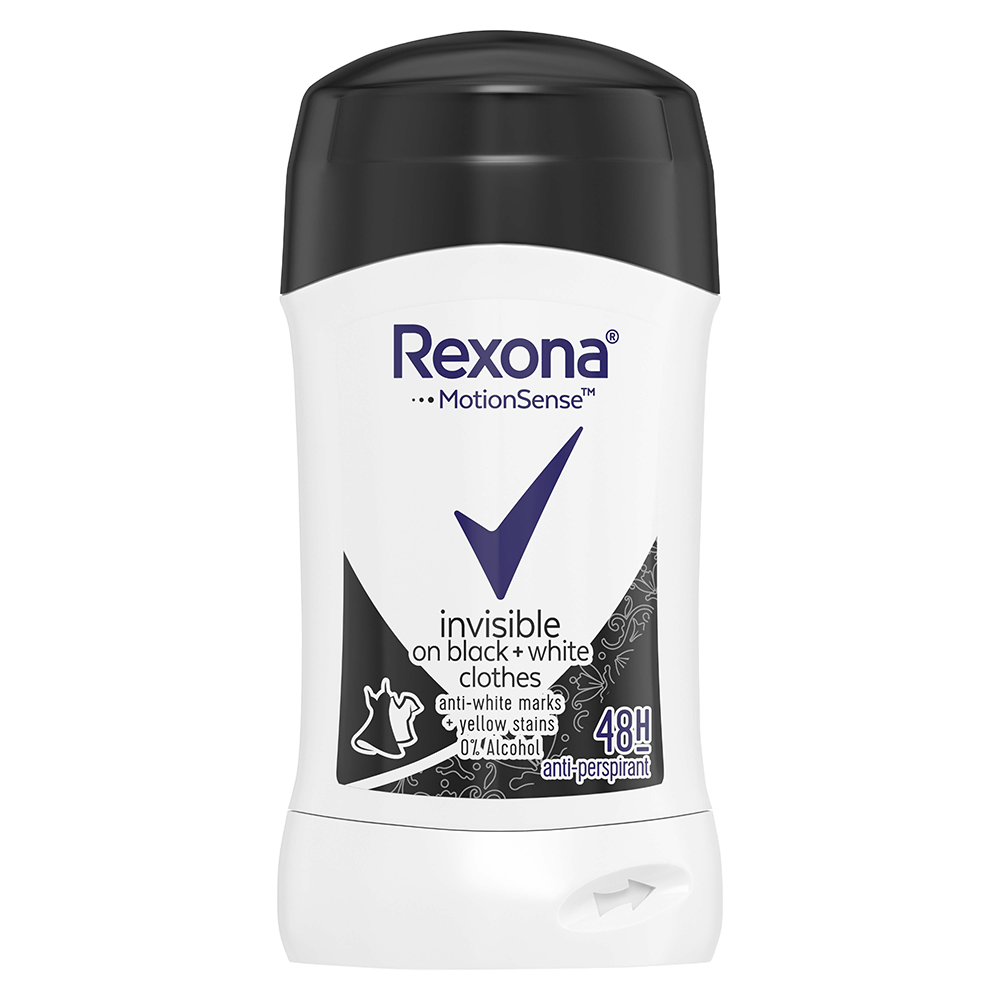 Deodorant stick Invisible Black + White, 40ml, Rexona