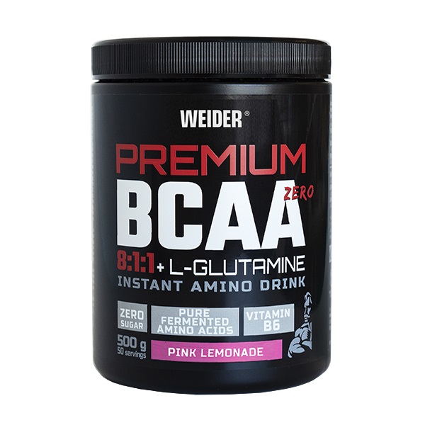 Aminoacizi pulbere cu aroma de Pink Lemonade Premium BCAA 8:1:1 cu L-Glutamina powder, 500g, Weider