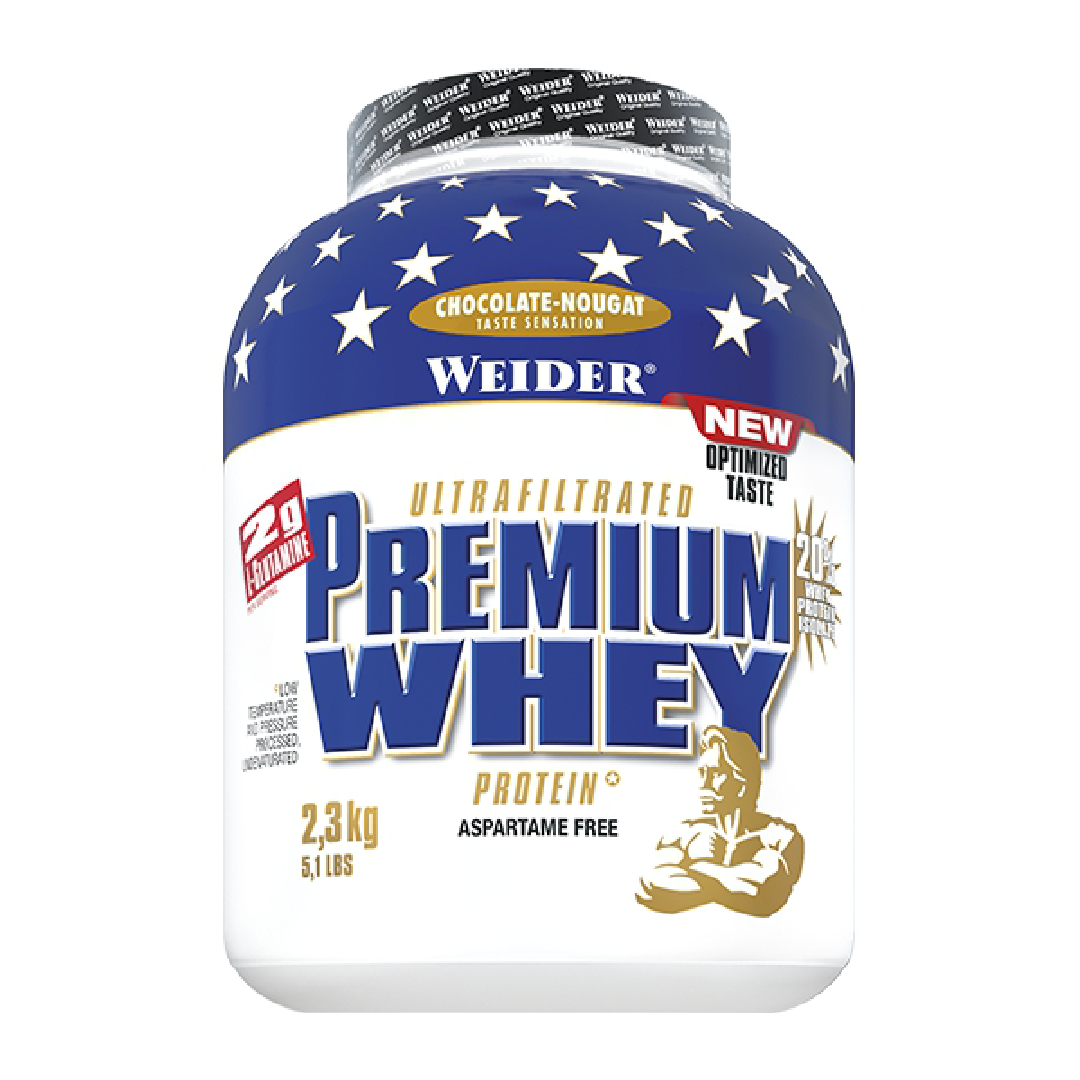 Pudra proteica Premium Whey cu aroma de Chocolate-Nougat, 2.3kg, Weider