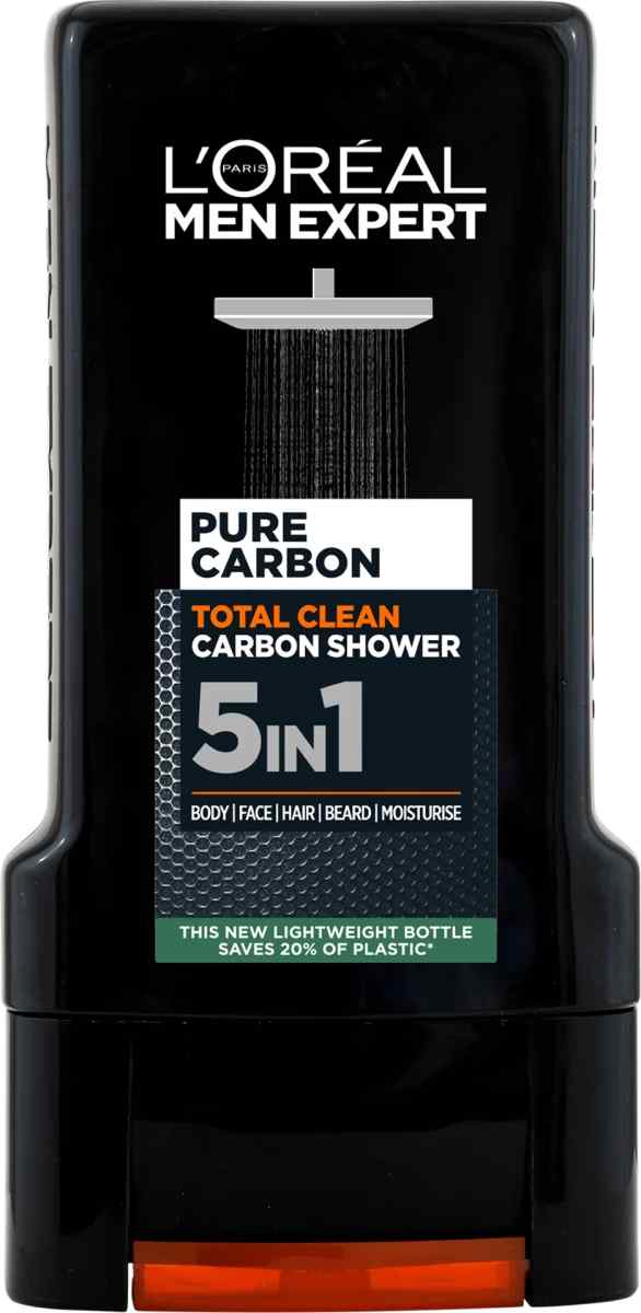 Gel de dus 5 in 1 pentru barbati Pure Carbon Men Expert, 300ml, L'Oreal Paris