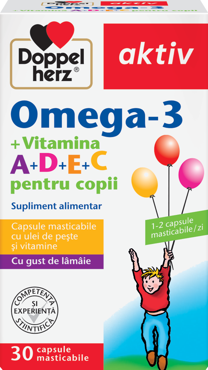 Omega 3 + Vitamina A+D+E+C pentru copii, 30 capsule, Doppelherz