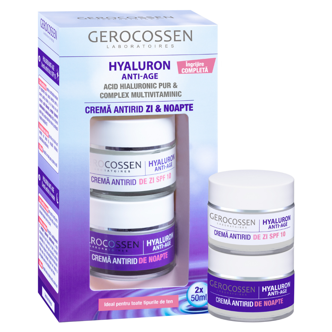 Set antirid Hyaluron Anti-Age, de zi si de noapte, 2*50ml, Gerocossen