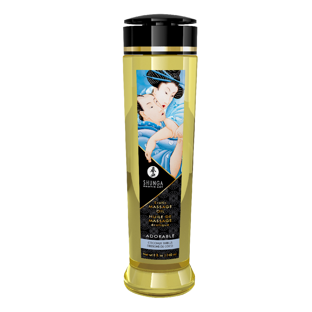 Ulei pentru masaj erotic Adorable Coconut Thrills, 240ml, Shunga Erotic Art