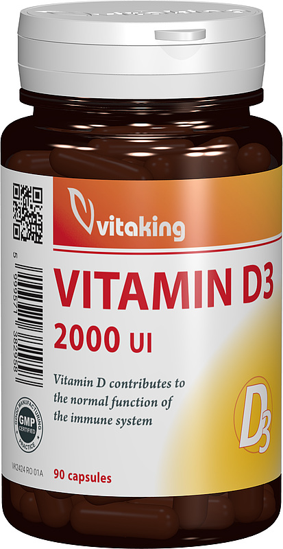 Vitamina D3 2000UI, 90 capsule, Vitaking