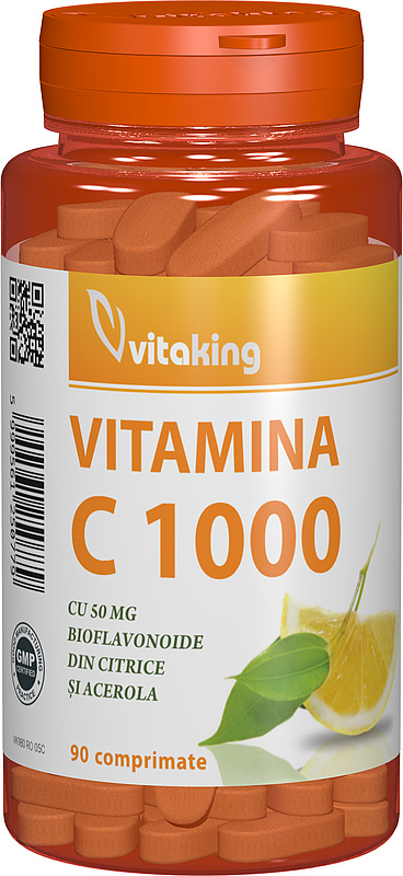 Vitamina C 1000mg cu bioflavonoide, acerola si macese, 90 comprimate, Vitaking