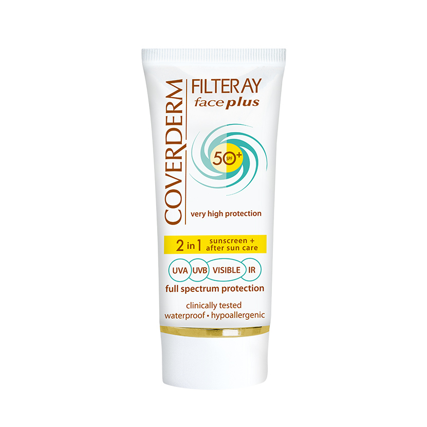 Crema de fata cu SPF50+ pentru piele grasa-acneica 2in1 Filteray Face Plus, 50ml, Coverderm