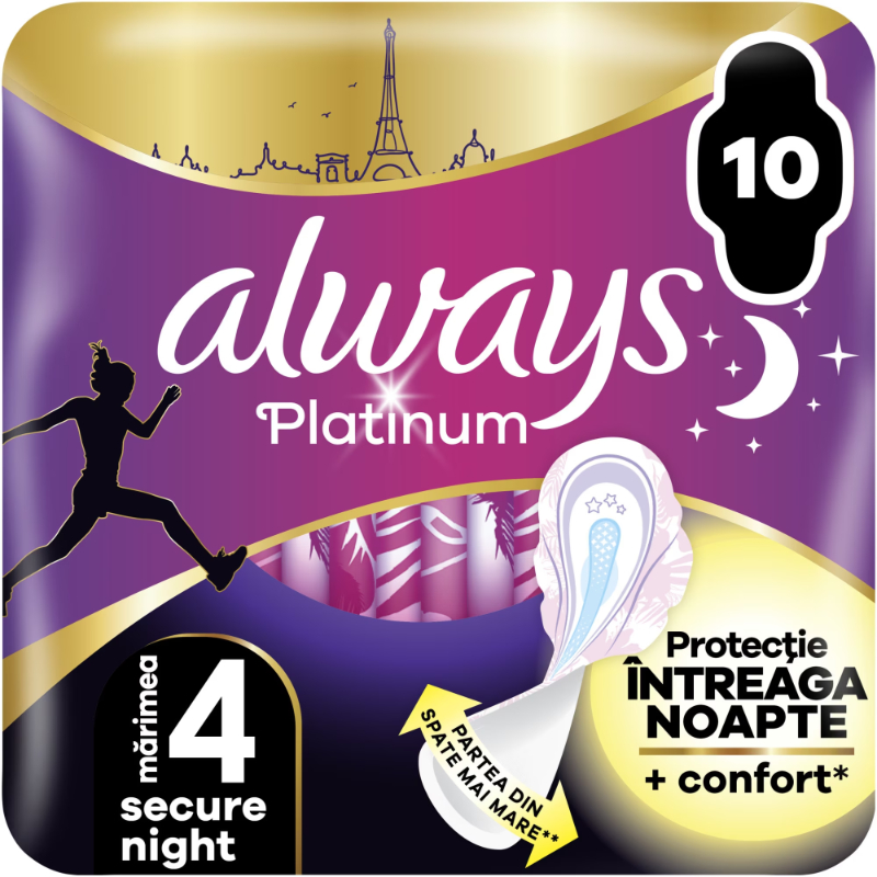 Absorbante Platinum Secure Night, 10 bucati, Always