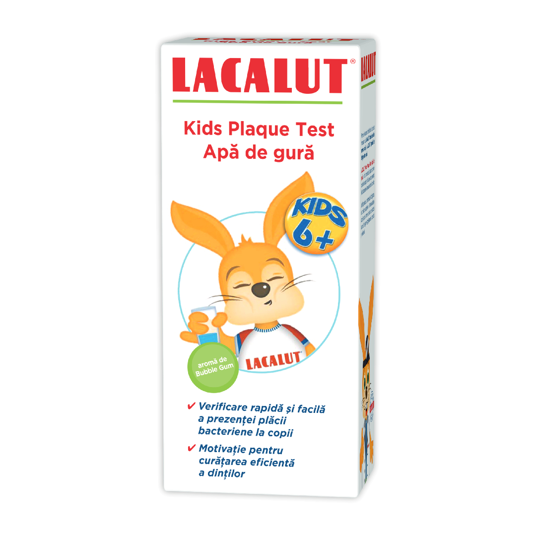 Apa de gura pentru copii peste 6 ani Plaque Test Kids, 300ml, Lacalut