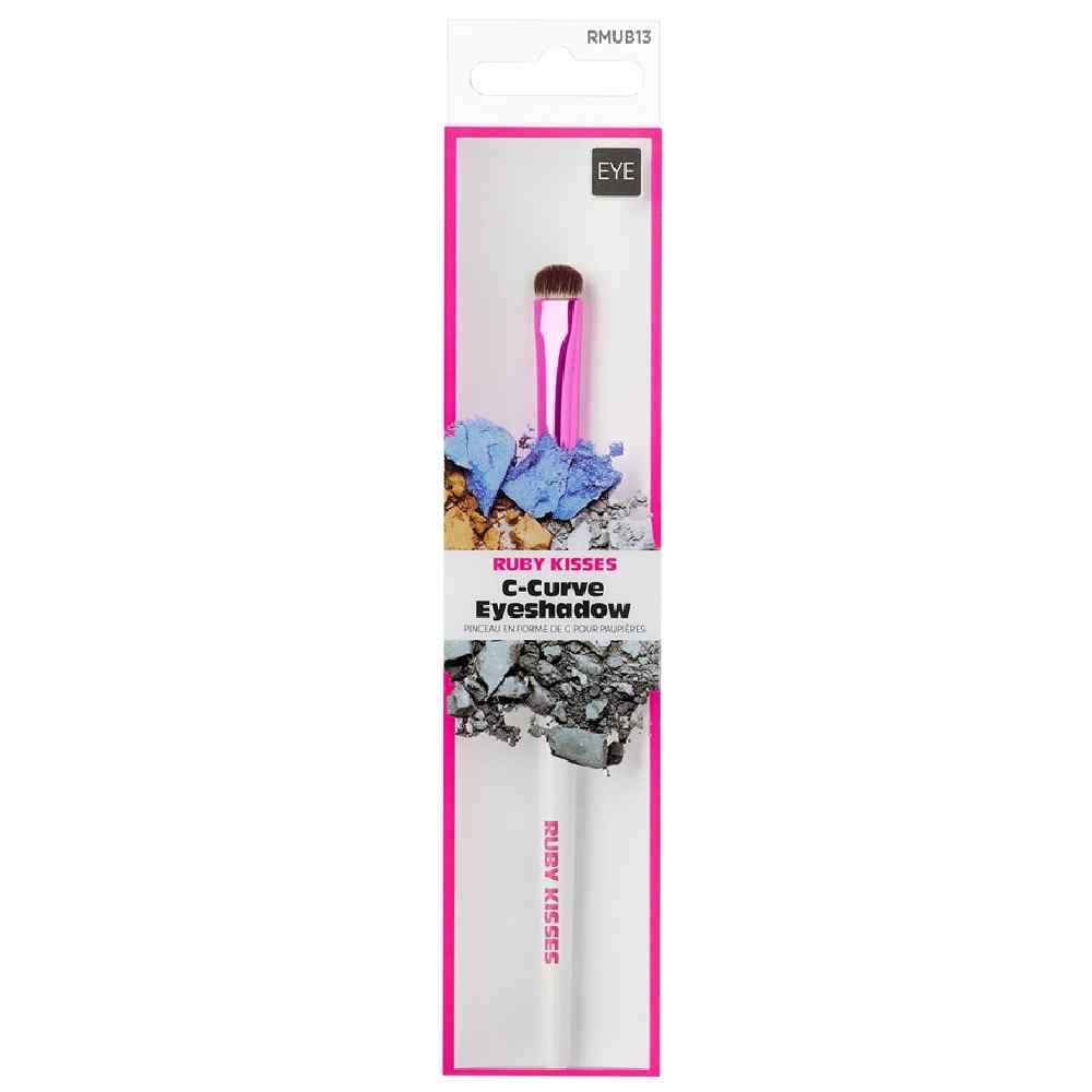 Pensula curbata de machiaj pentru fard de ochi C-Curve Ruby Kisses, 1 bucata, Kiss
