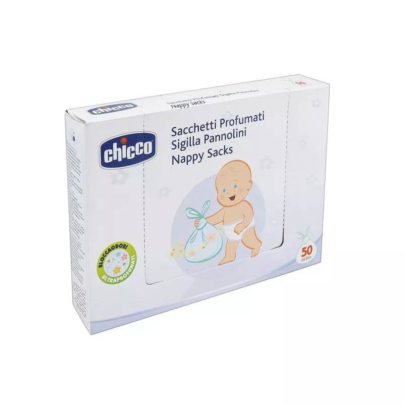 Pungi parfumate si sigilate pentru scutece folosite, 50 bucati, Chicco