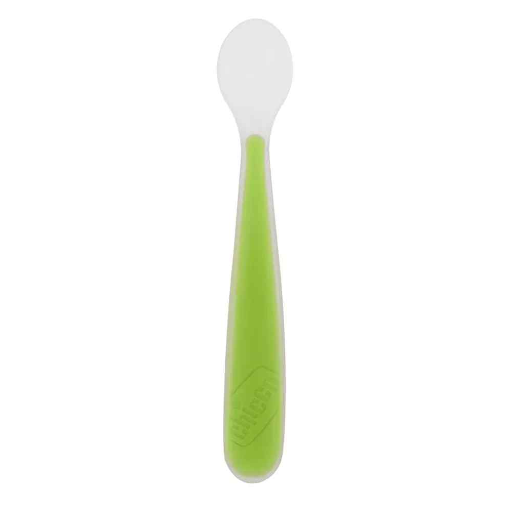Lingurita de silicon Verde 6 luni +, 1 bucata, Chicco