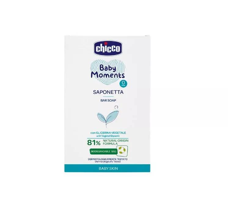 Sapun solid Baby Moments Baby Skin 0 luni+, 100g, Chicco