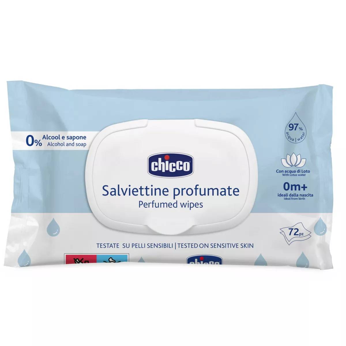 Servetele umede cu 97% apa 0 luni+, 72 de bucati, Chicco