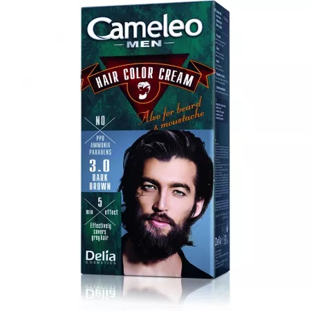 Vopsea de par pentru barbati Cameleo 3.0 Dark Brown, 60ml, Delia Cosmetics